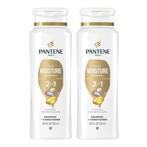 2pk Pantene Pro-V Daily Moisture Renewal 2-in-1 Shampoo + Conditioner, 10.4 oz